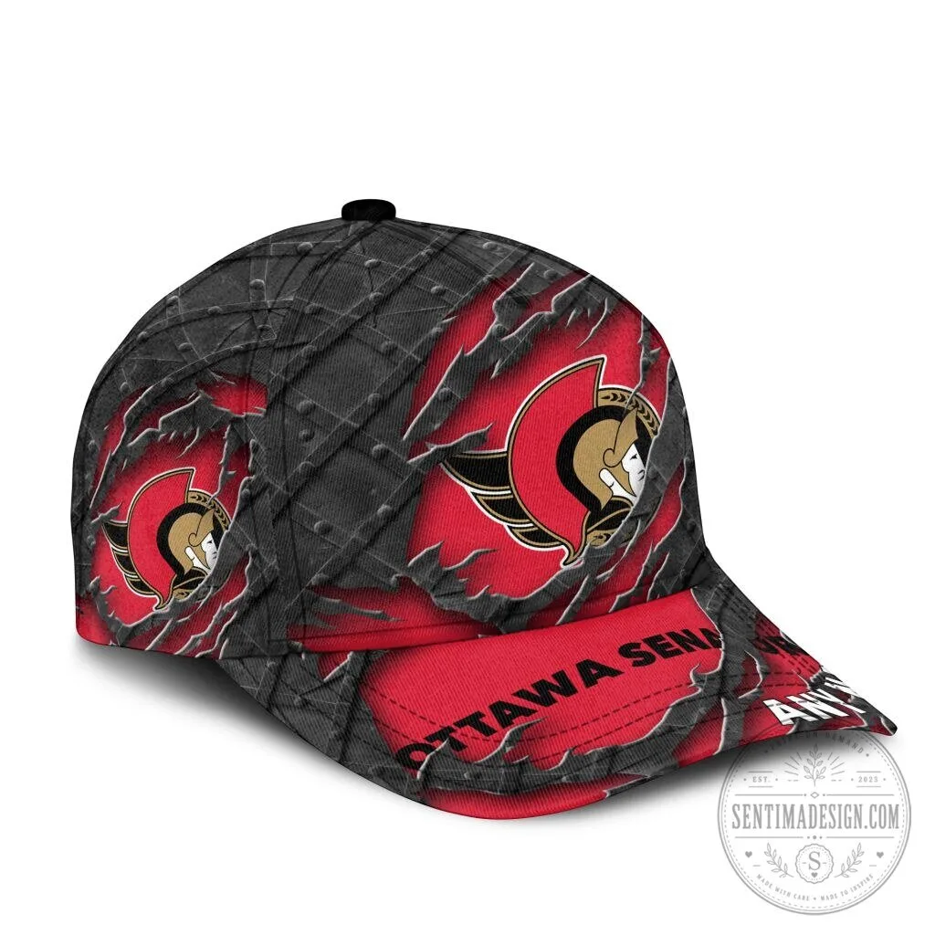 Ottawa Senators Personalized Black Metal Design Baseball Cap 10 Ottawa Senators Personalized Black Metal Design Baseball Cap