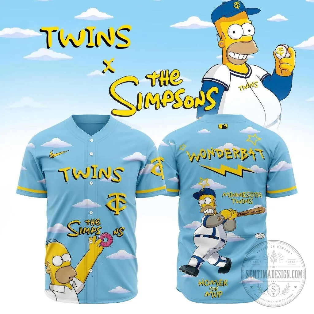 Homer Simpson Baseball Jersey by The Simpsons for Minnesota Twins Fans