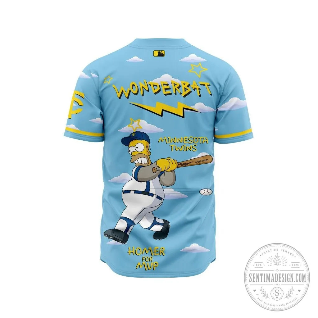 Homer Simpson Baseball Jersey by The Simpsons for Minnesota Twins Fans 7 Homer Simpson Baseball Jersey by The Simpsons for Minnesota Twins Fans