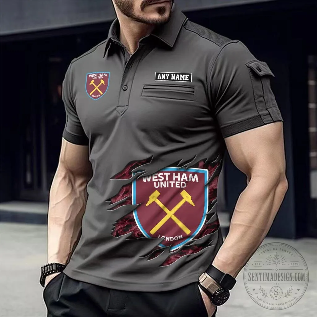 West Ham United Football Club Personalized Black Short Sleeve Polo Shirt 10 West Ham United Football Club Personalized Black Short Sleeve Polo Shirt