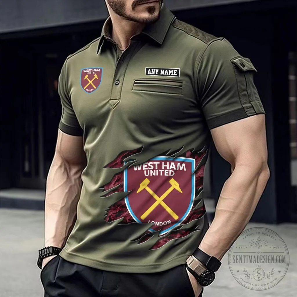 West Ham United Football Club Personalized Black Short Sleeve Polo Shirt 11 West Ham United Football Club Personalized Black Short Sleeve Polo Shirt