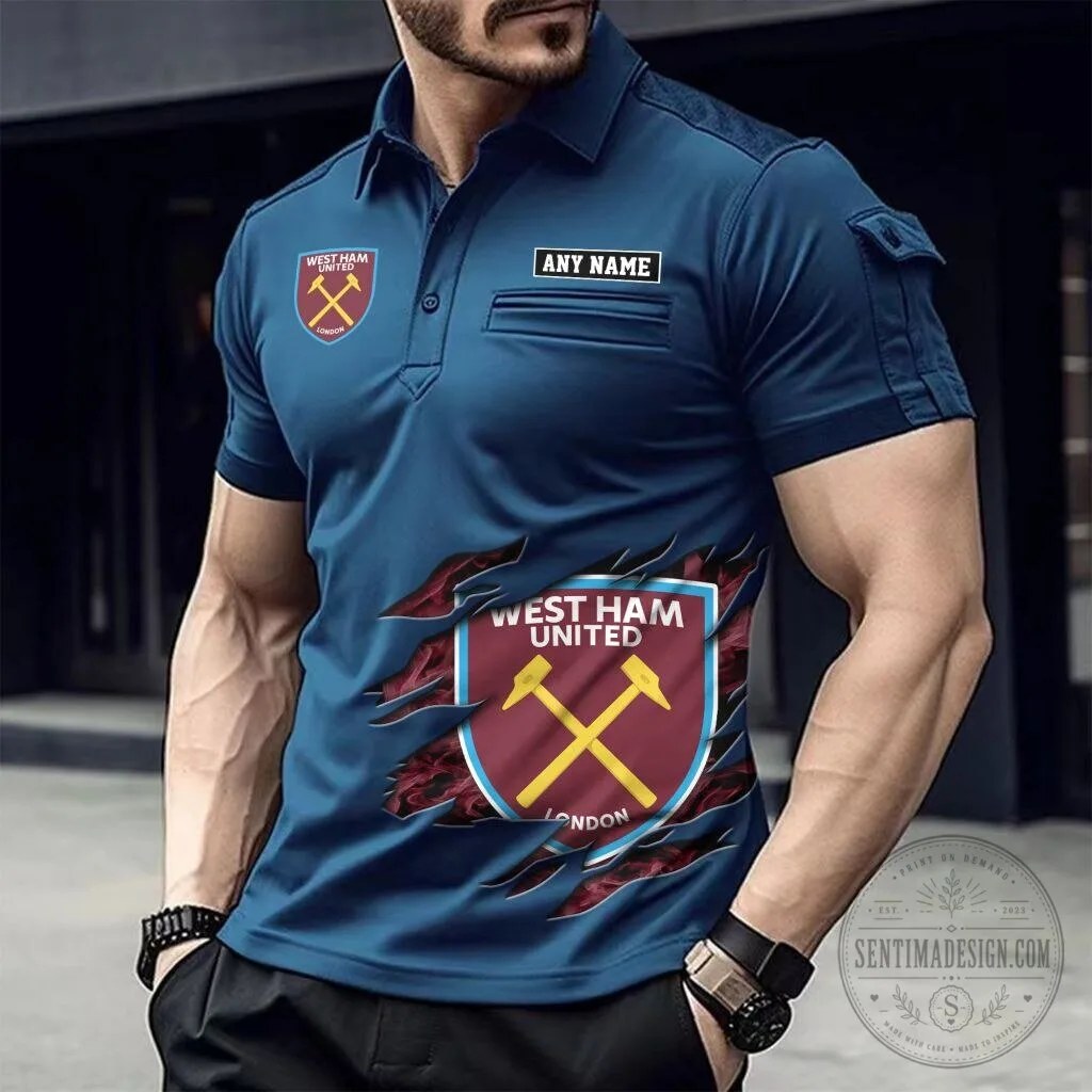 West Ham United Football Club Personalized Black Short Sleeve Polo Shirt 12 West Ham United Football Club Personalized Black Short Sleeve Polo Shirt