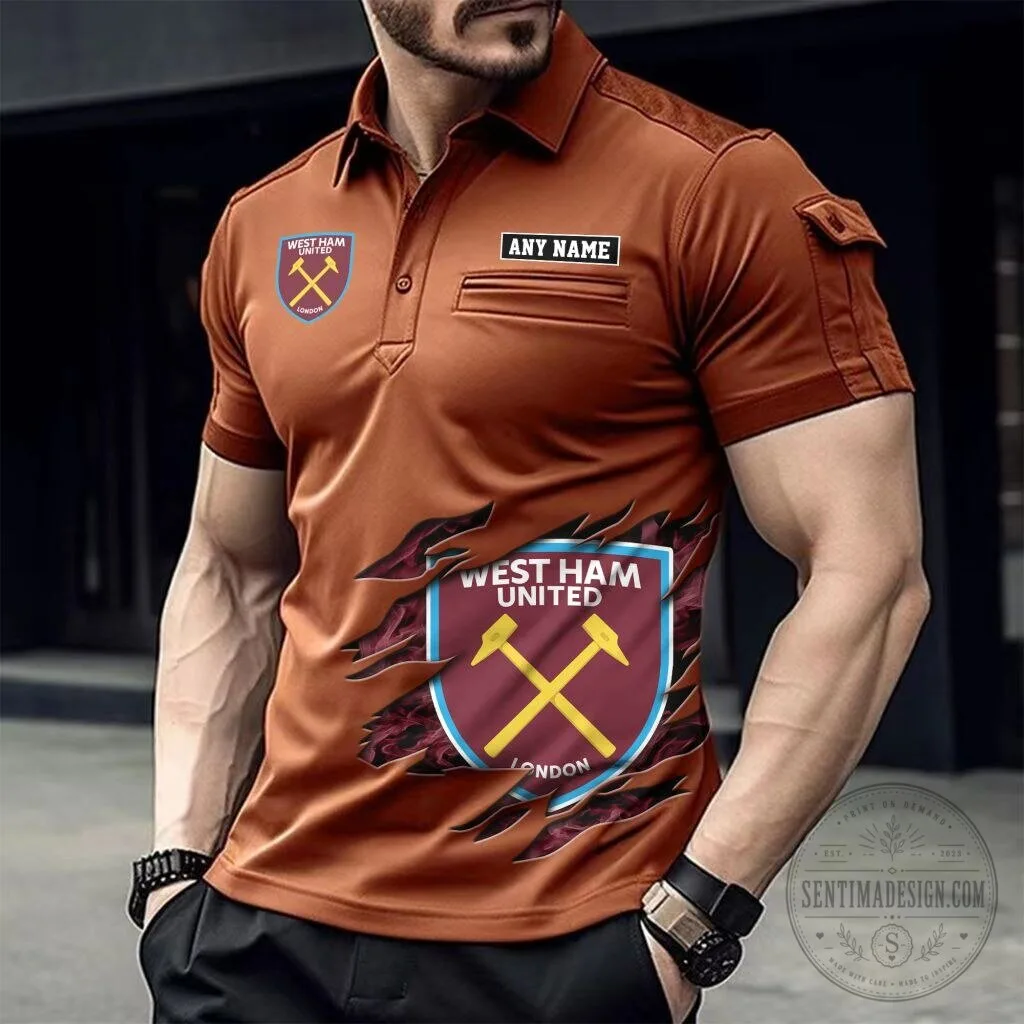 West Ham United Football Club Personalized Black Short Sleeve Polo Shirt 13 West Ham United Football Club Personalized Black Short Sleeve Polo Shirt