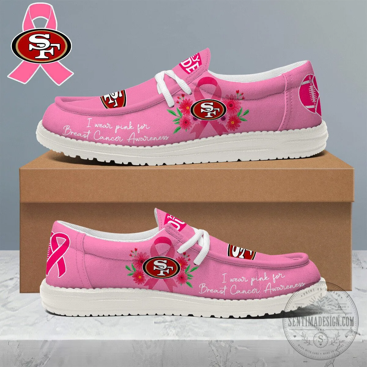 San Francisco 49ers NFL Breast Cancer Awareness Pink Loafer Shoes