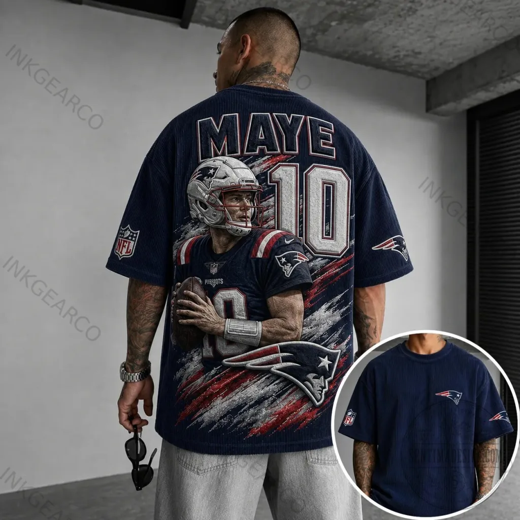 Drake Maye New England Patriots Football Graphic T-Shirt Drake Maye New England Patriots Football Graphic T-Shirt