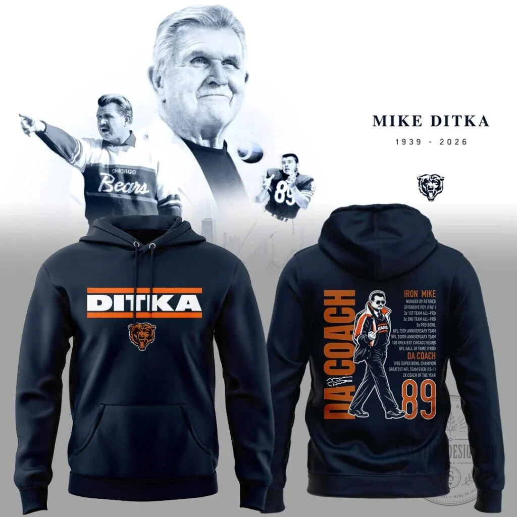 Chicago Bears Hoodie featuring Football Legend Mike Ditka