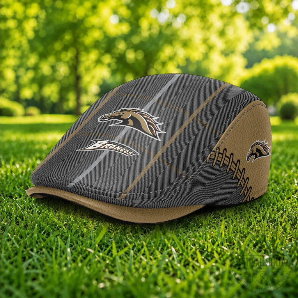 Western Michigan Broncos NCAA Patterned Flat Cap Hat for Sports Fans Western Michigan Broncos NCAA Patterned Flat Cap Hat for Sports Fans