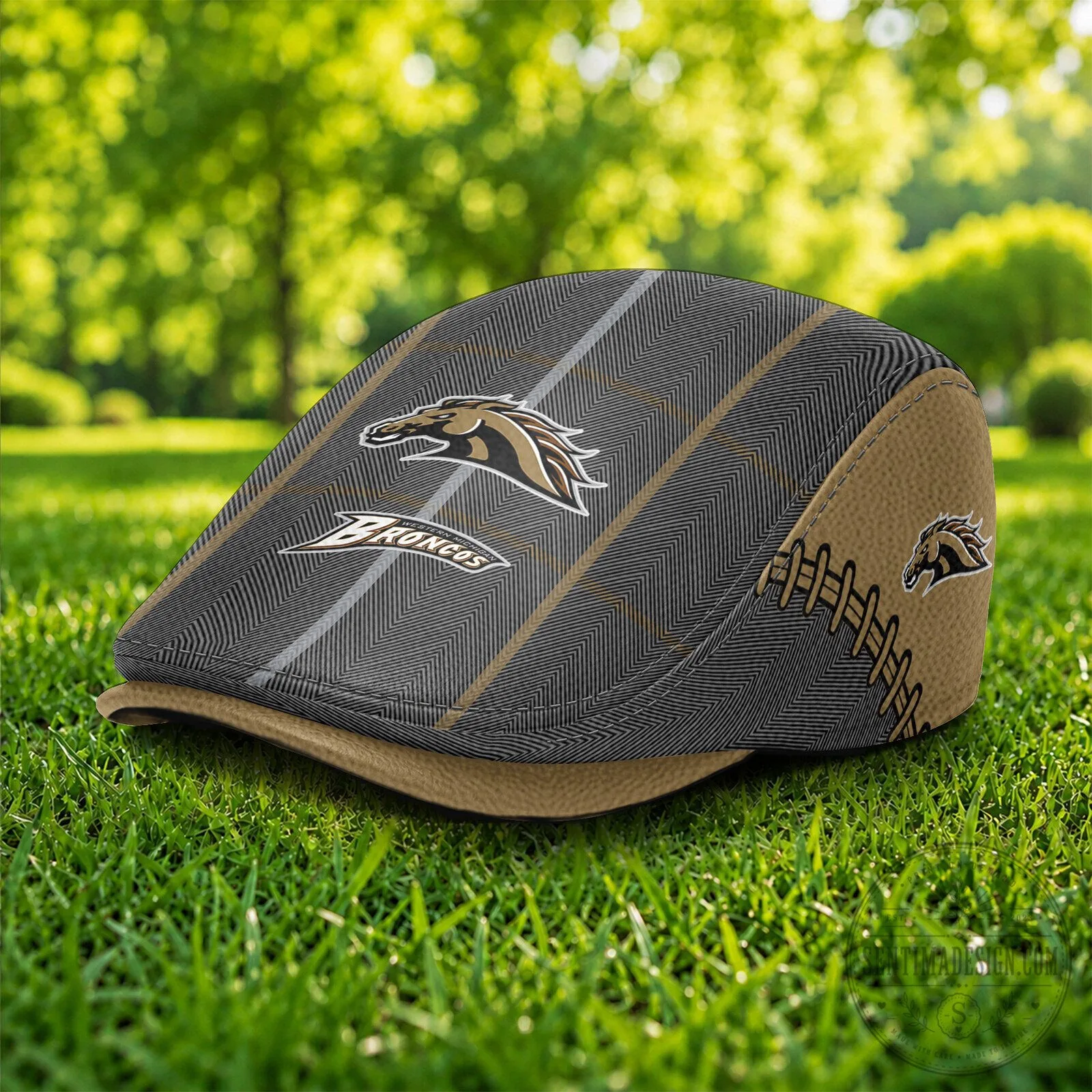Western Michigan Broncos NCAA Patterned Flat Cap Hat for Sports Fans