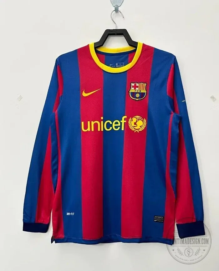 Barcelona Football Club 2010-2011 Retro Long Sleeve Soccer Jersey