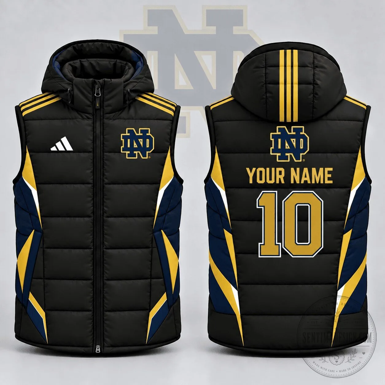 Notre Dame Fighting Irish Custom Name and Number Puffer Vest