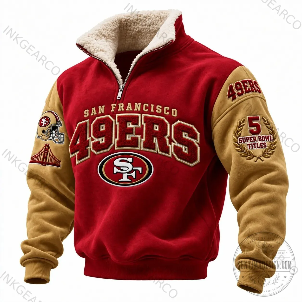 San Francisco 49ers Super Bowl Champions Sherpa Quarter-Zip Sweatshirt
