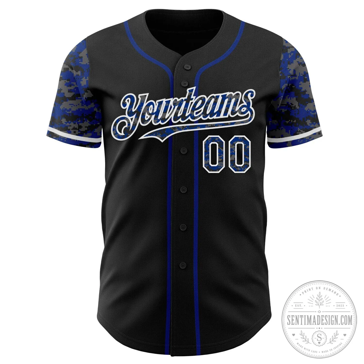 Custom Black Royal Blue Digital Camouflage Two Tone Authentic Baseball Jersey 8 Custom Black Royal Blue Digital Camouflage Two Tone Authentic Baseball Jersey