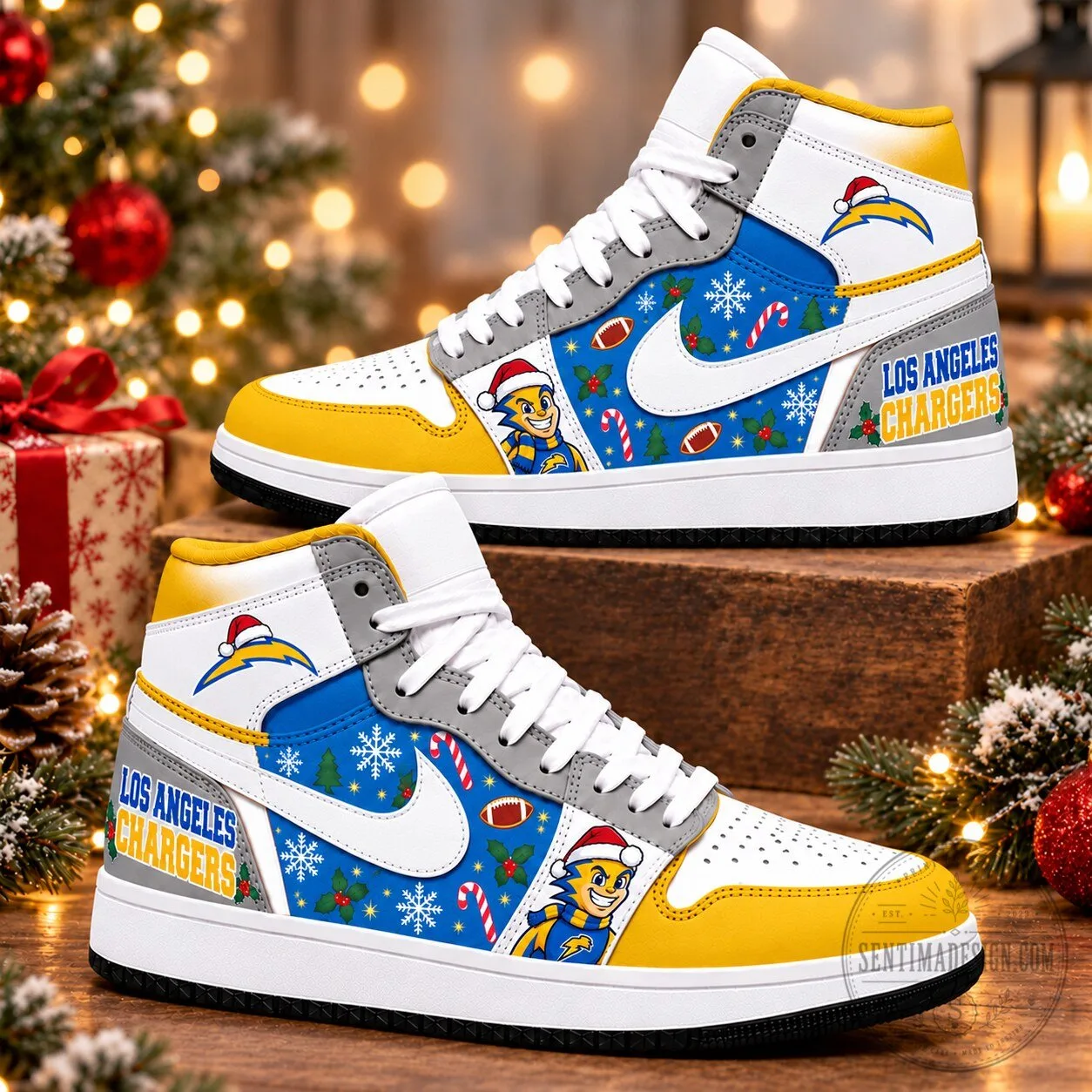 Los Angeles Chargers Christmas Holiday Pattern High Top Sneakers Shoes