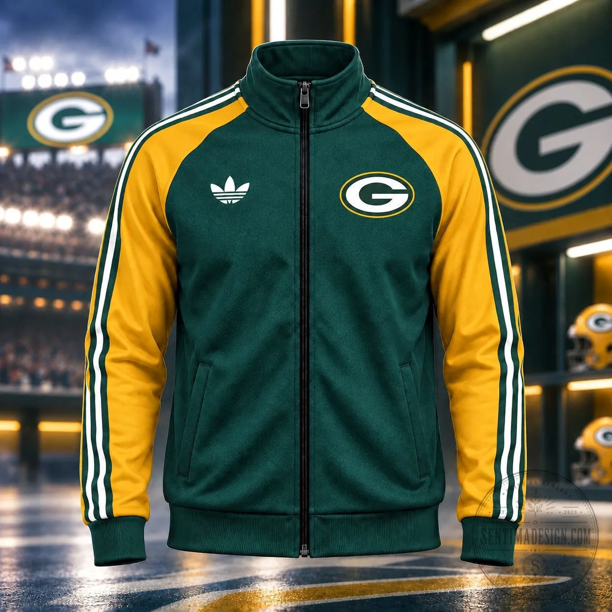 Green Bay Packers Vintage Stripe Full Zip Track Jacket