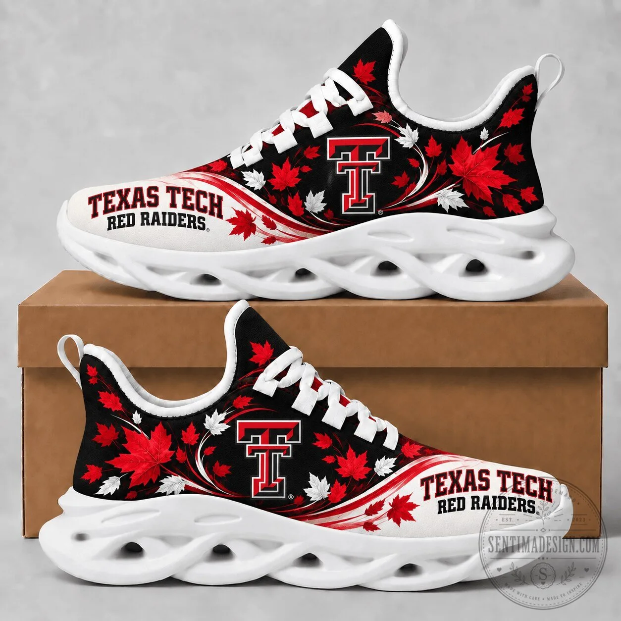 Texas Tech Red Raiders Autumn Maple Leaves Chunky Sneakers