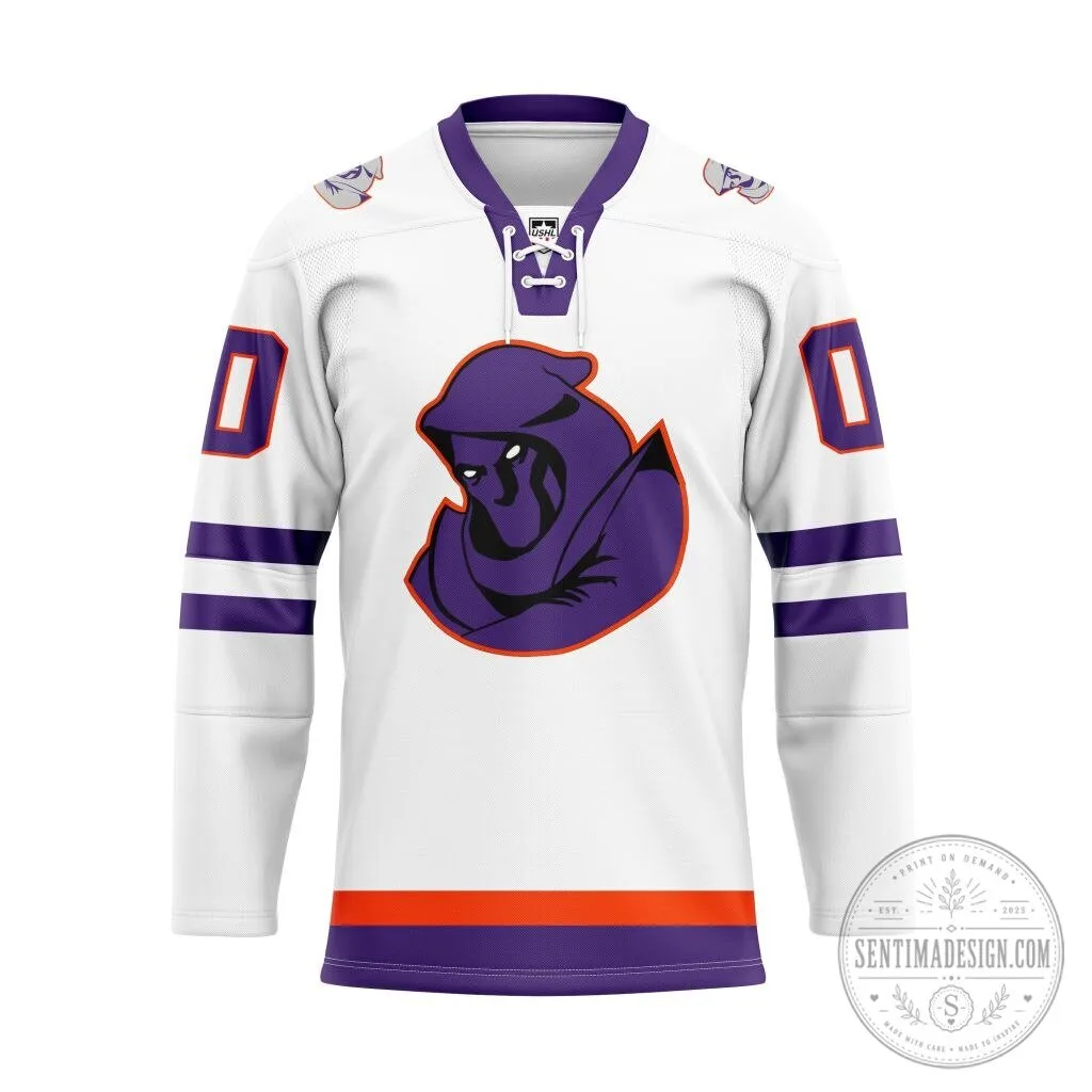 Youngstown Phantoms USHL Ice Hockey Team White Lace-Up Jersey 4 Youngstown Phantoms USHL Ice Hockey Team White Lace-Up Jersey