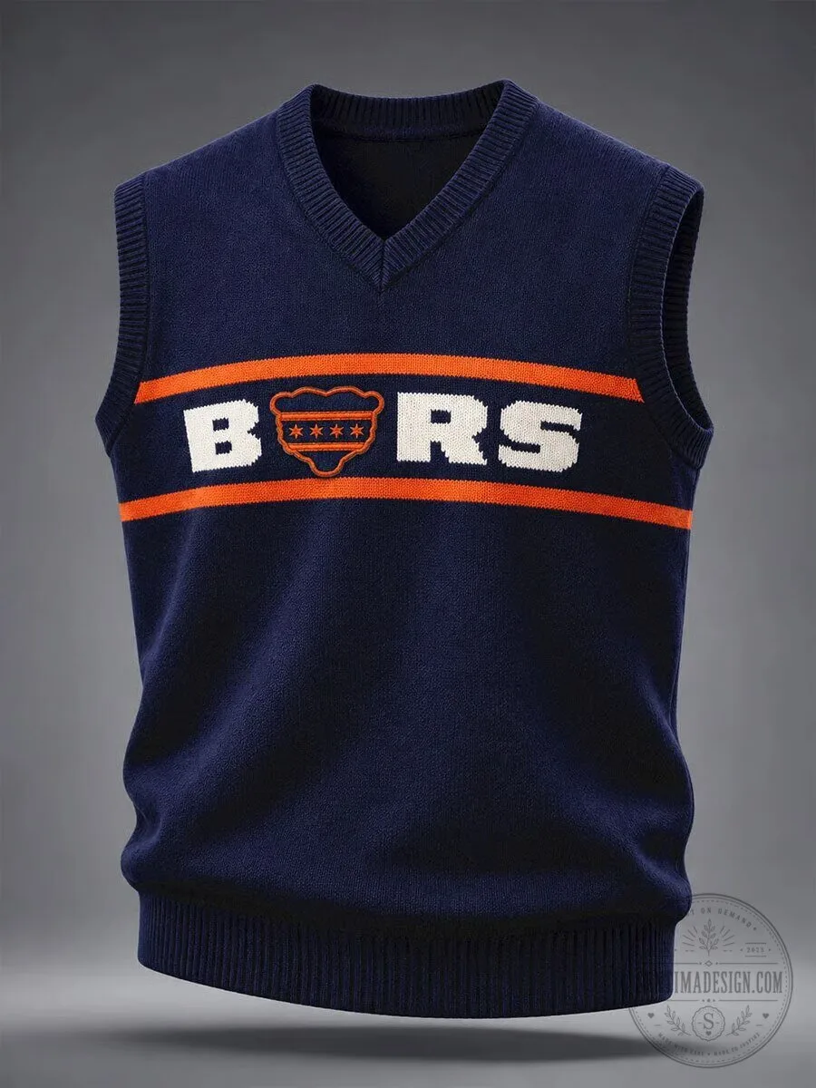 Chicago Bears Navy Blue Rugby Memorial Print Vest 3 Chicago Bears Navy Blue Rugby Memorial Print Vest