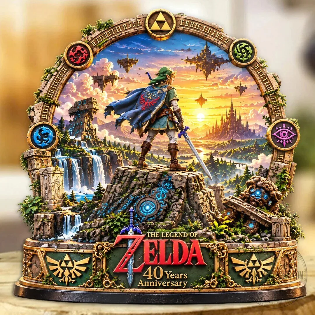 The Legend of Zelda 40th Anniversary Link Standing Acrylic Plaque Decor 3 The Legend of Zelda 40th Anniversary Link Standing Acrylic Plaque Decor