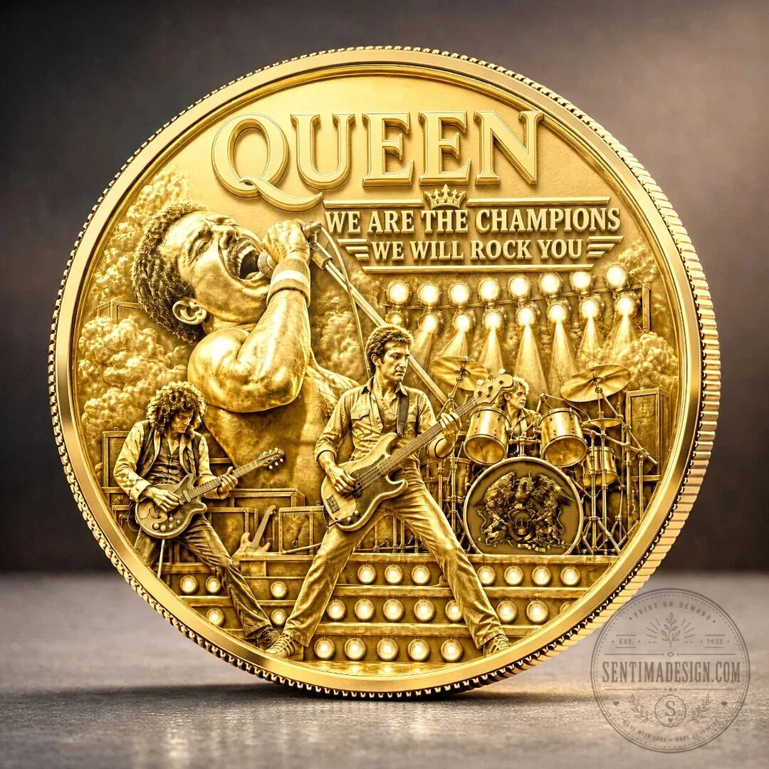 Queen Band Freddie Mercury We Are The Champions Gold Commemorative Coin 3 Queen Band Freddie Mercury We Are The Champions Gold Commemorative Coin