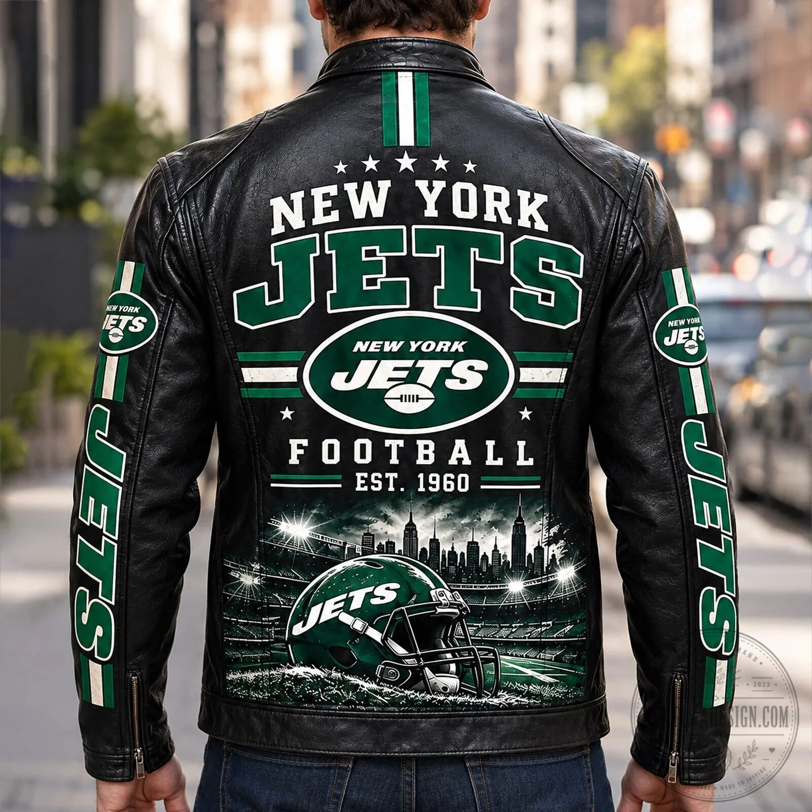 New York Jets Football Team Est 1960 Take Flight Leather Jacket 6 New York Jets Football Team Est 1960 Take Flight Leather Jacket