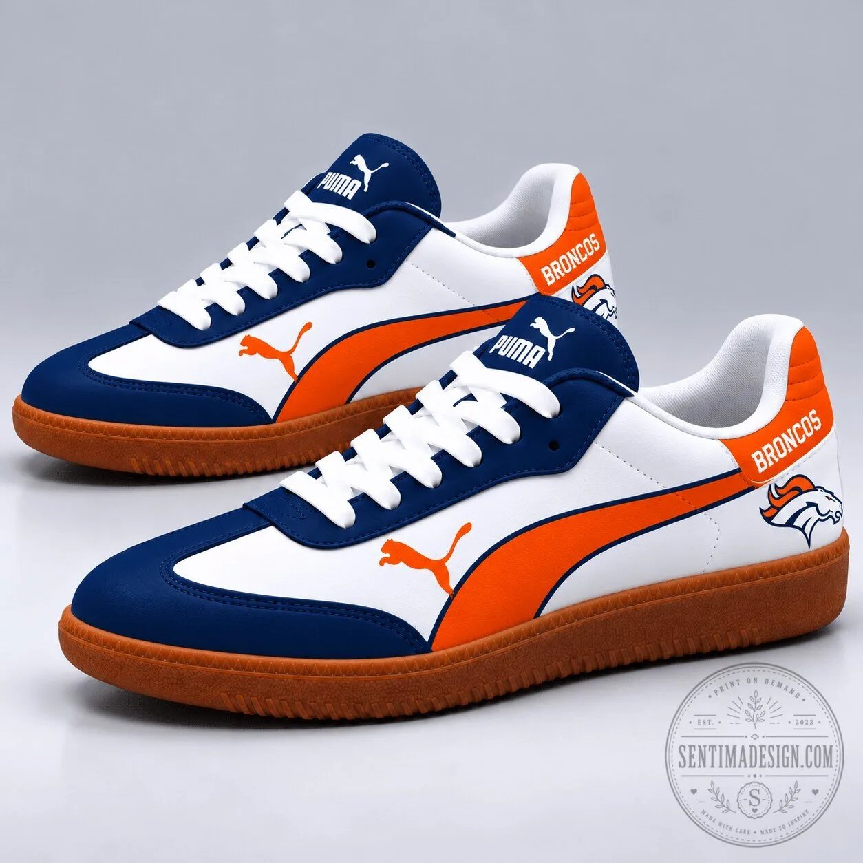 Denver Broncos Puma White Orange Blue Team Sneakers 3 Denver Broncos Puma White Orange Blue Team Sneakers