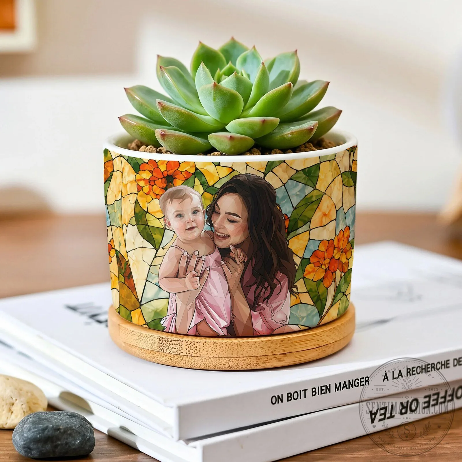 Personalized Photo Stained Glass Pattern Plant Pot for Mom, Custom Mother's Day Gift 12 Personalized Photo Stained Glass Pattern Plant Pot for Mom, Custom Mother